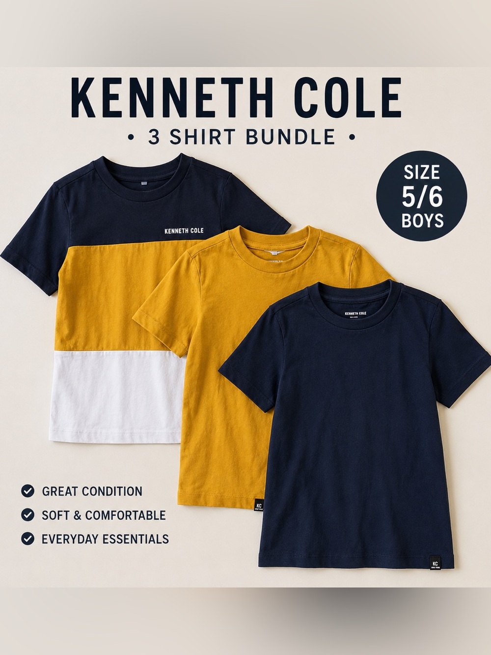 Kenneth Cole Boys Shirt Bundle Size 5/6 | 3 Short Sleeve Tees